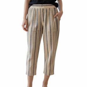 Madewell Lightspun Capris Ivory Navy Jacquard Stripe Size Small